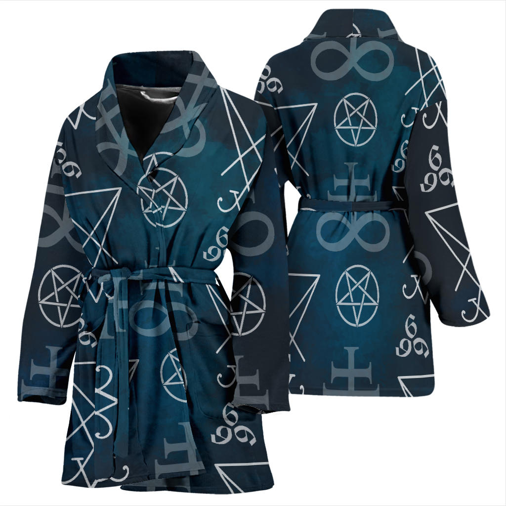 Pentagram Pattern Print Design A03 Women Bathrobe