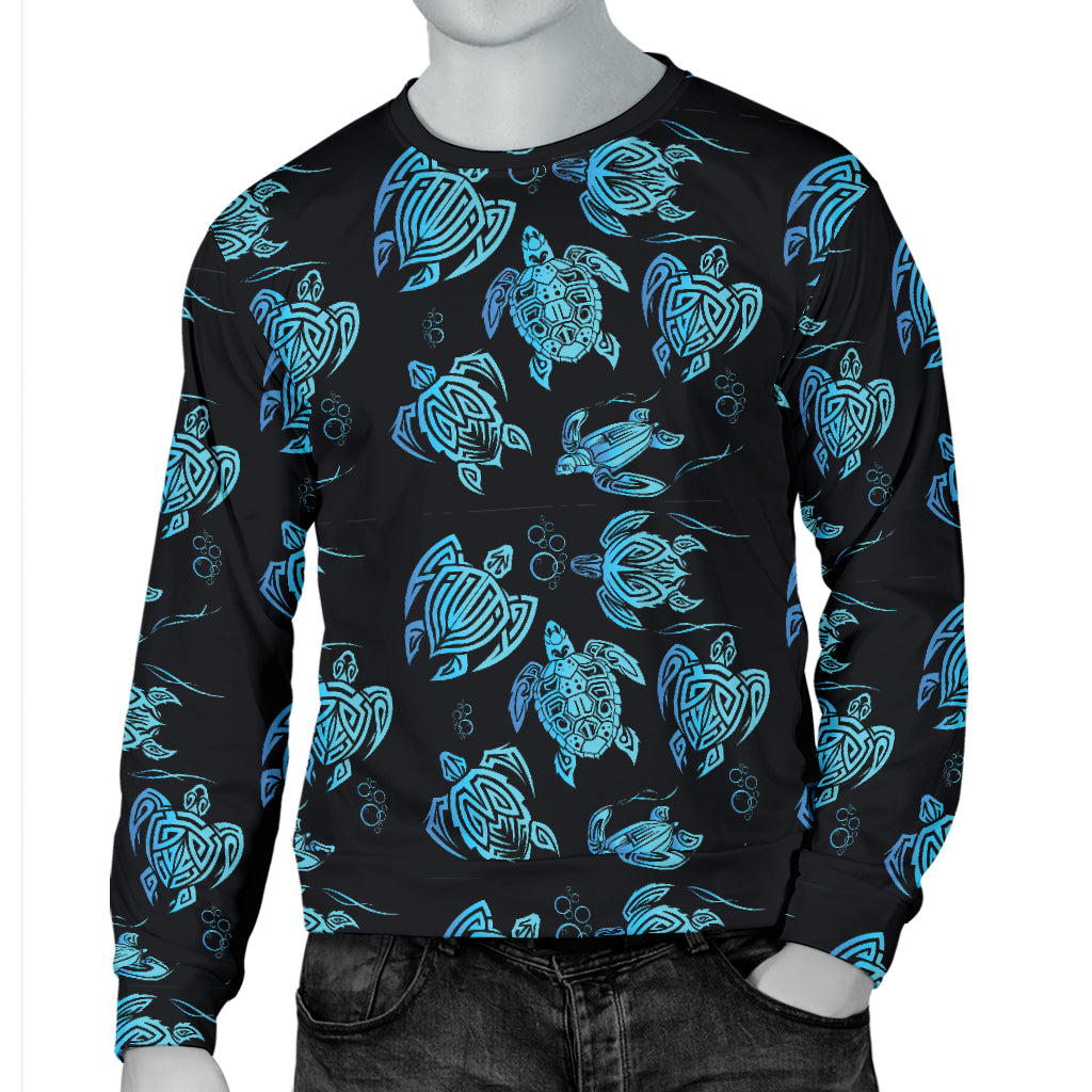 Tribal Turtle Polynesian Themed Design Men Long Sleeve Sweatshirt