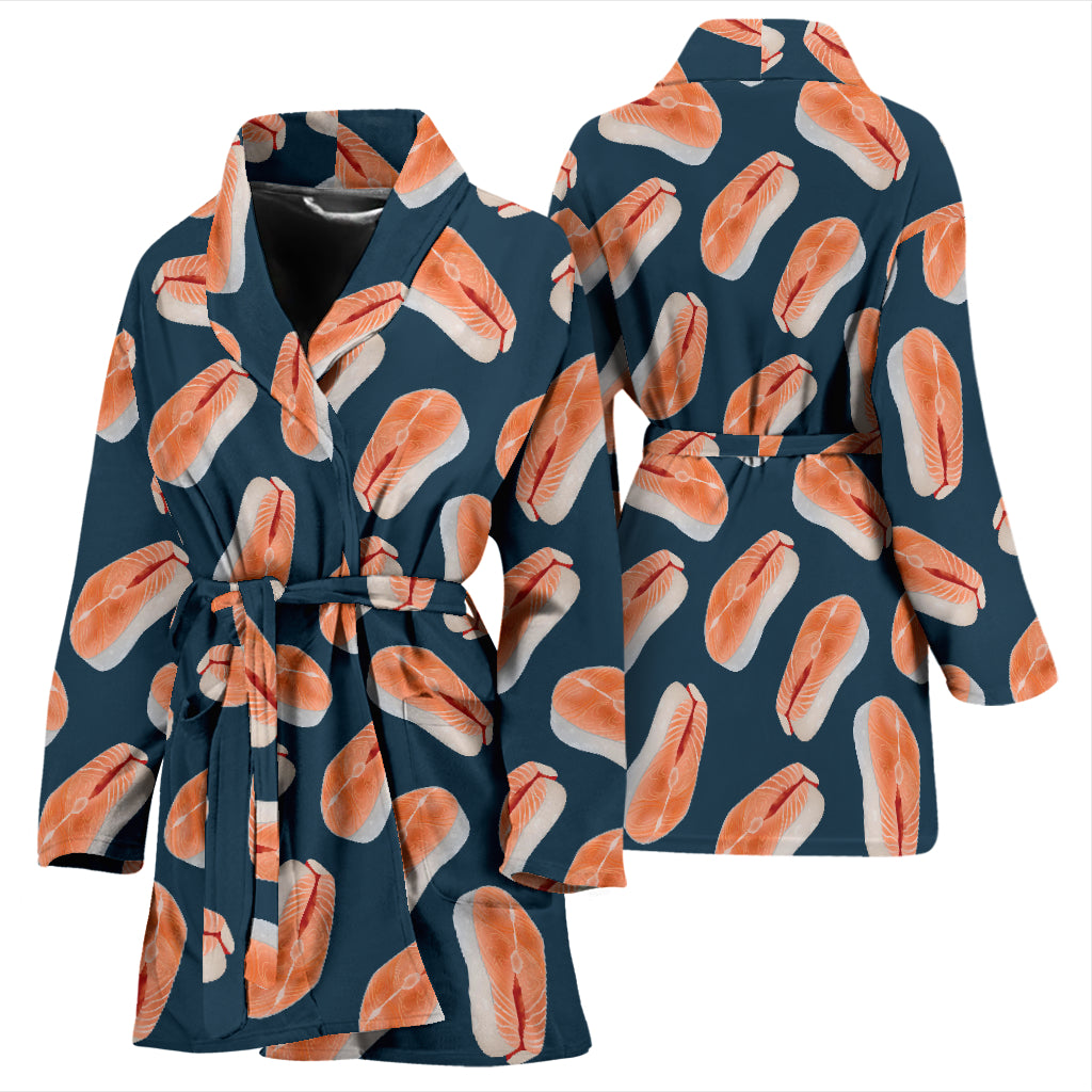 Salmon Steak Print Design LKS306 Women Bathrobe