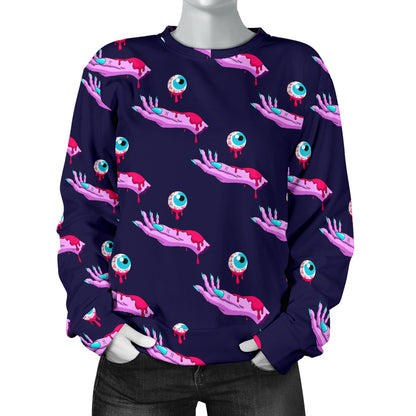 Zombie Pink Hand Design Pattern Print Women Long Sleeve Sweatshirt