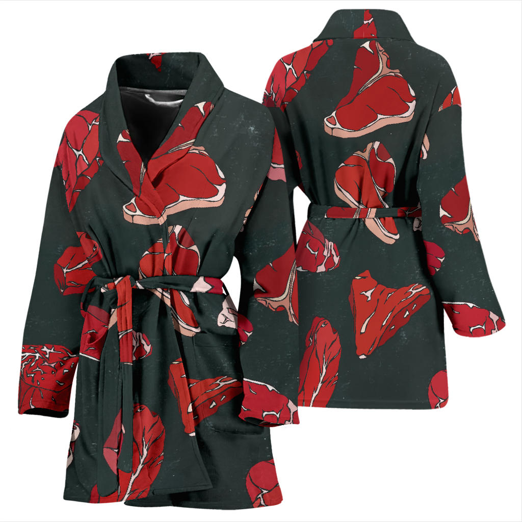 Meat Pattern Print Design 01 Women Bathrobe