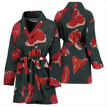 Meat Pattern Print Design 01 Women Bathrobe