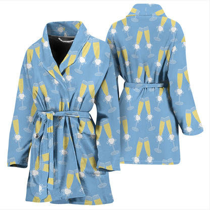 Champagne Pattern Print Design 06 Women Bathrobe