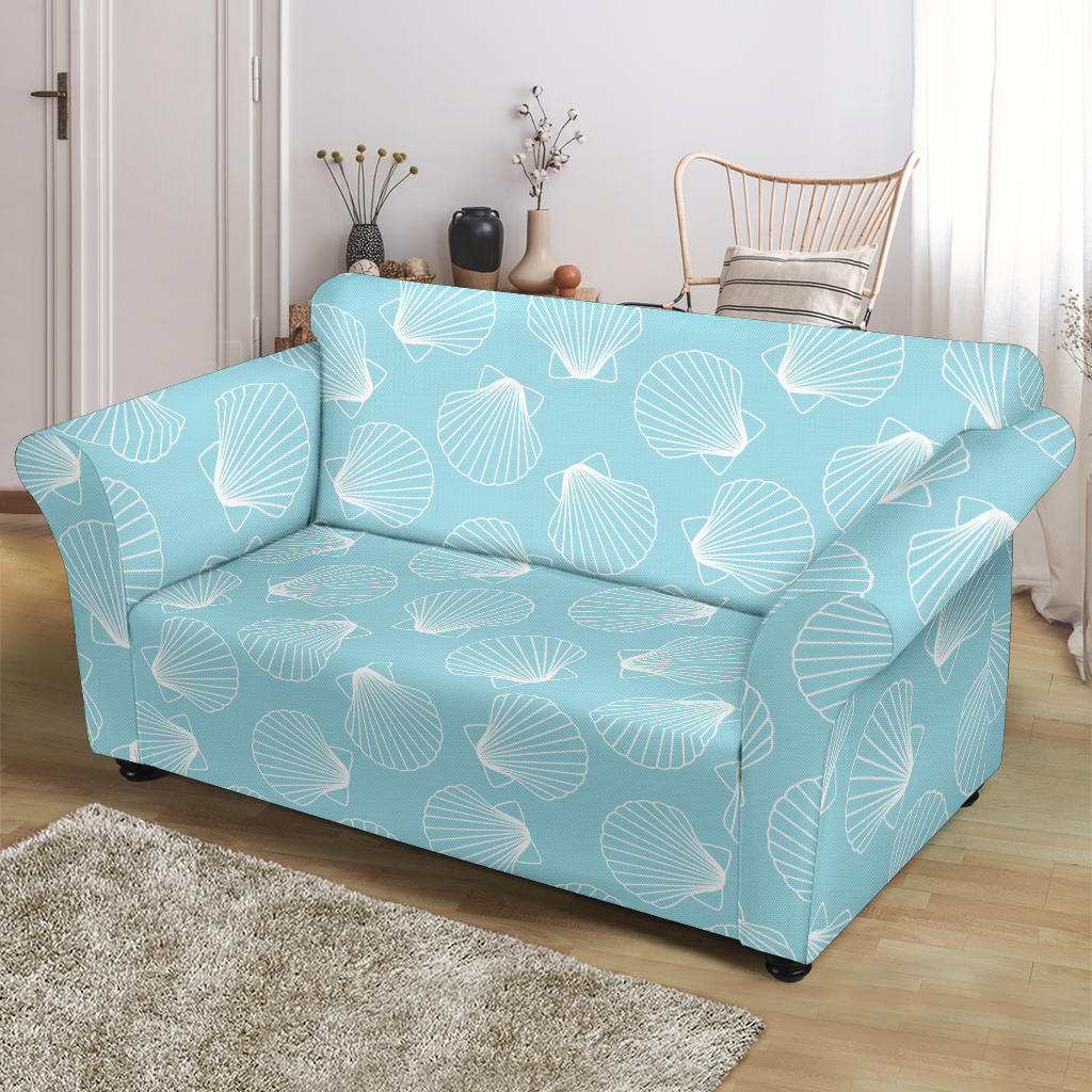 Seashell Print Design LKS3010 Loveseat Couch Slipcover
