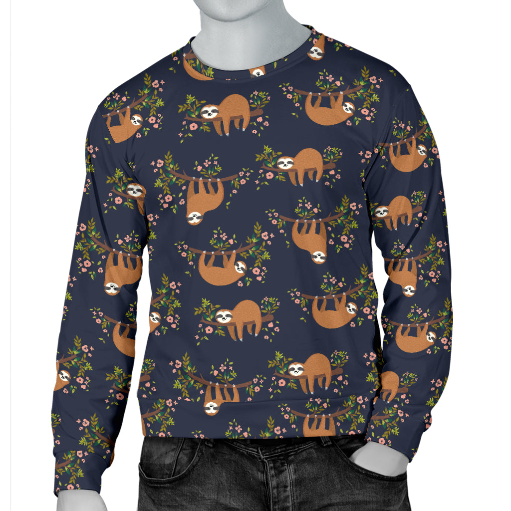 Sloth flower Design Themed Print Men Long Sleeve Sweatshirt