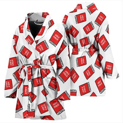 Bible Pattern Print Design 03 Women Bathrobe