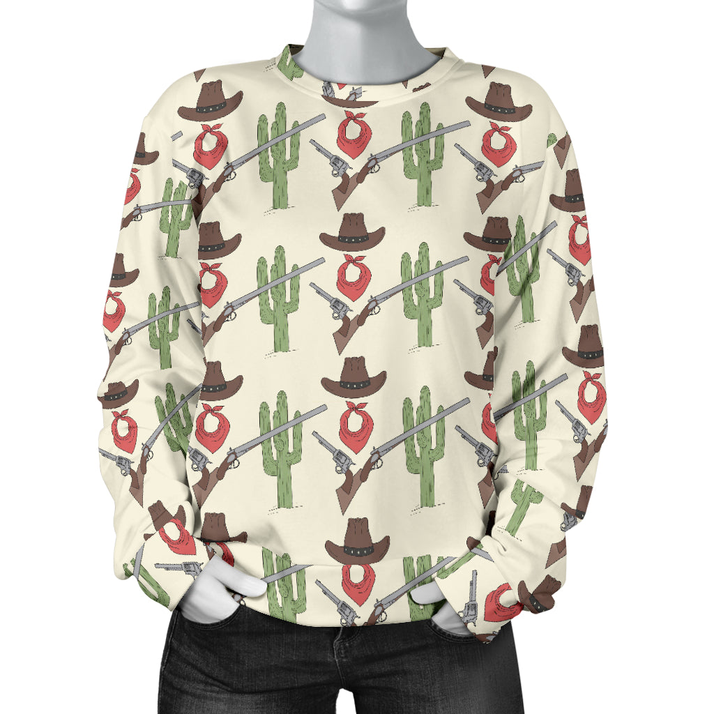 Western Cowboy Print Women Long Sleeve Sweatshirt