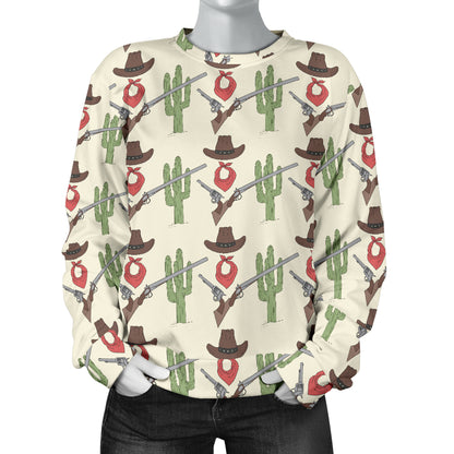 Western Cowboy Print Women Long Sleeve Sweatshirt