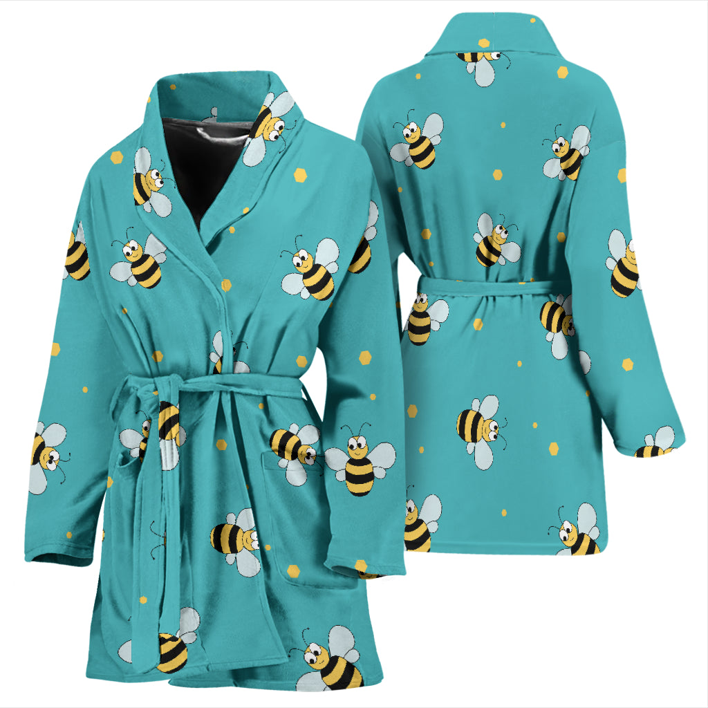 Bee With Dot Print Design LKS309 Women Bathrobe