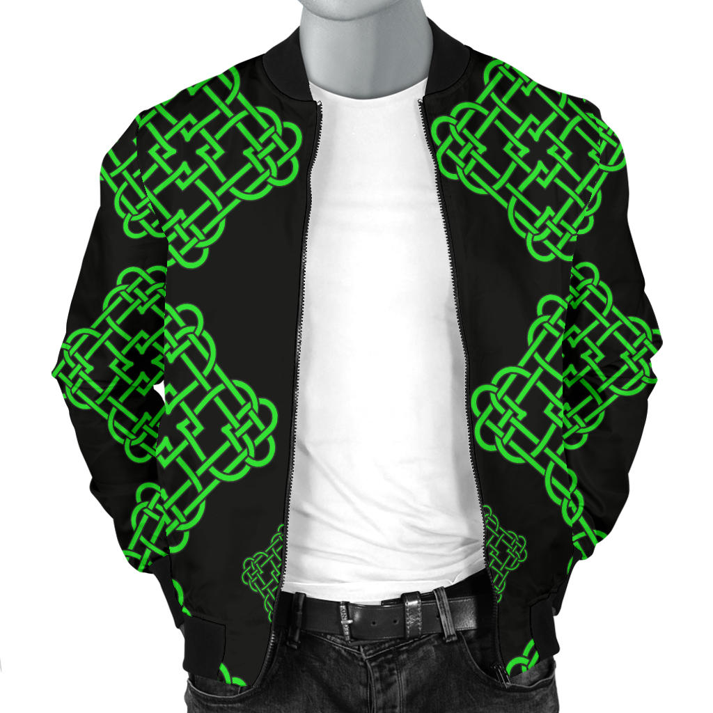 Celtic Knot Green Neon Design Men Bomber Jacket