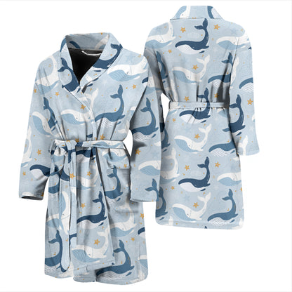 Whale Print Design LKS305 Men Bathrobe