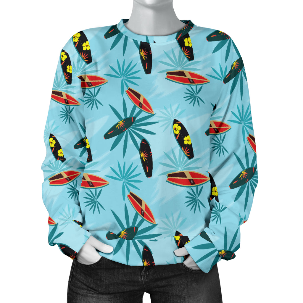 Surfboard Themed Pattern Women Long Sleeve Sweatshirt
