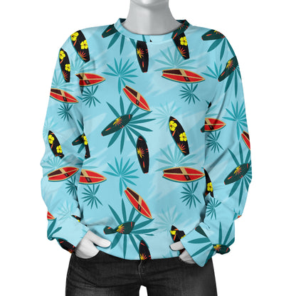 Surfboard Themed Pattern Women Long Sleeve Sweatshirt