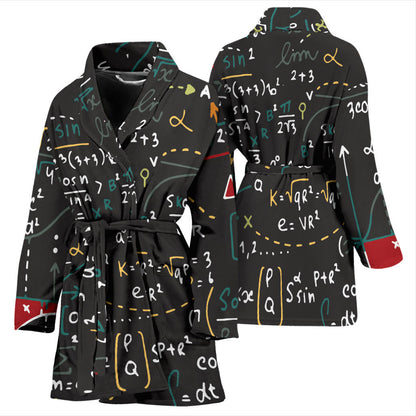 Math Pattern Print Design 04 Women Bathrobe