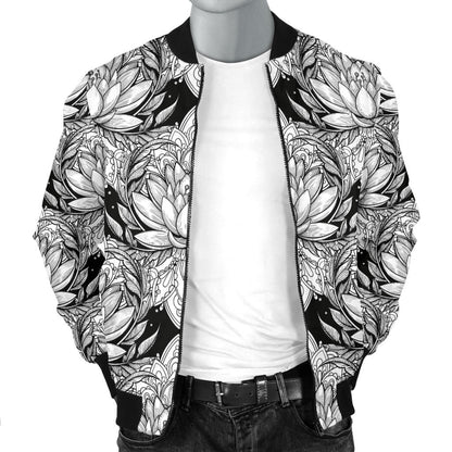 Lotus Mandala Print Pattern Men Bomber Jacket