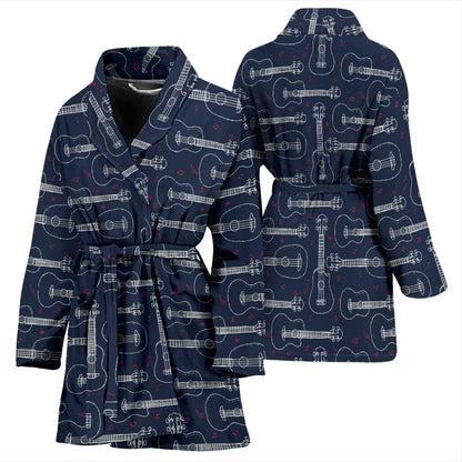 Ukulele Print Design LKS401 Women Bathrobe
