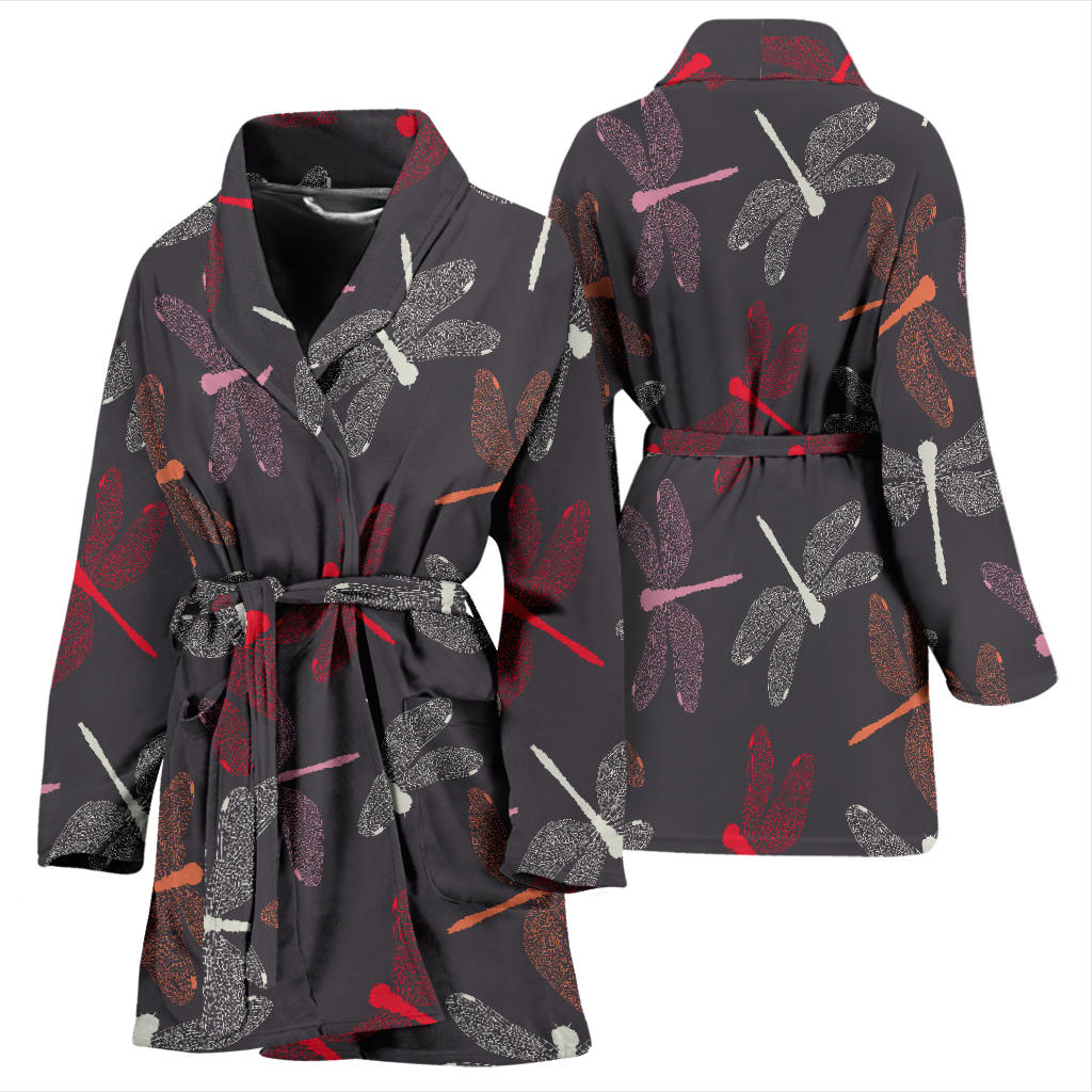 Dragonfly Pattern Print Design 01 Women Bathrobe