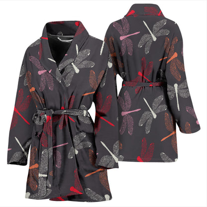 Dragonfly Pattern Print Design 01 Women Bathrobe