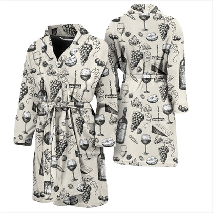 Wine Themed Print Design LKS306 Men Bathrobe