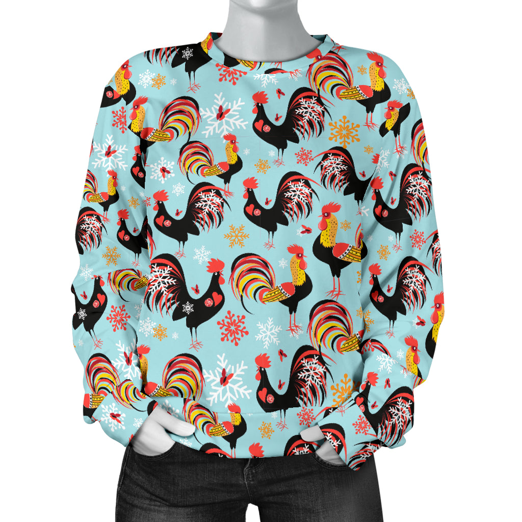 Rooster Themed Design Women Long Sleeve Sweatshirt