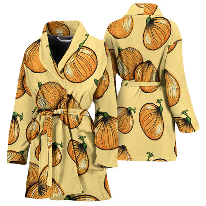 Onion Pattern Print Design A04 Women Bathrobe