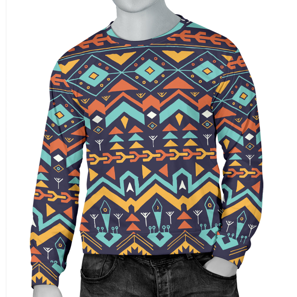 Aztec Style Print Pattern Men Long Sleeve Sweatshirt