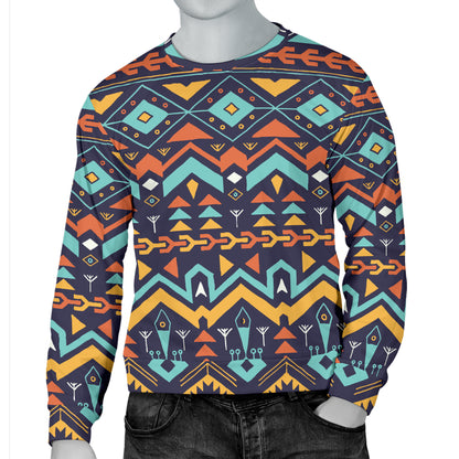 Aztec Style Print Pattern Men Long Sleeve Sweatshirt
