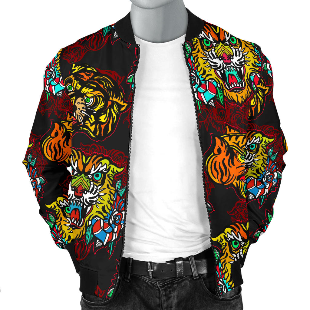 Tattoo Tiger Colorful Design Men Bomber Jacket