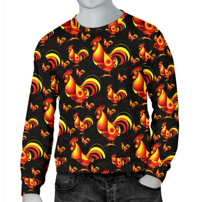 Rooster Print Themed Men Long Sleeve Sweatshirt