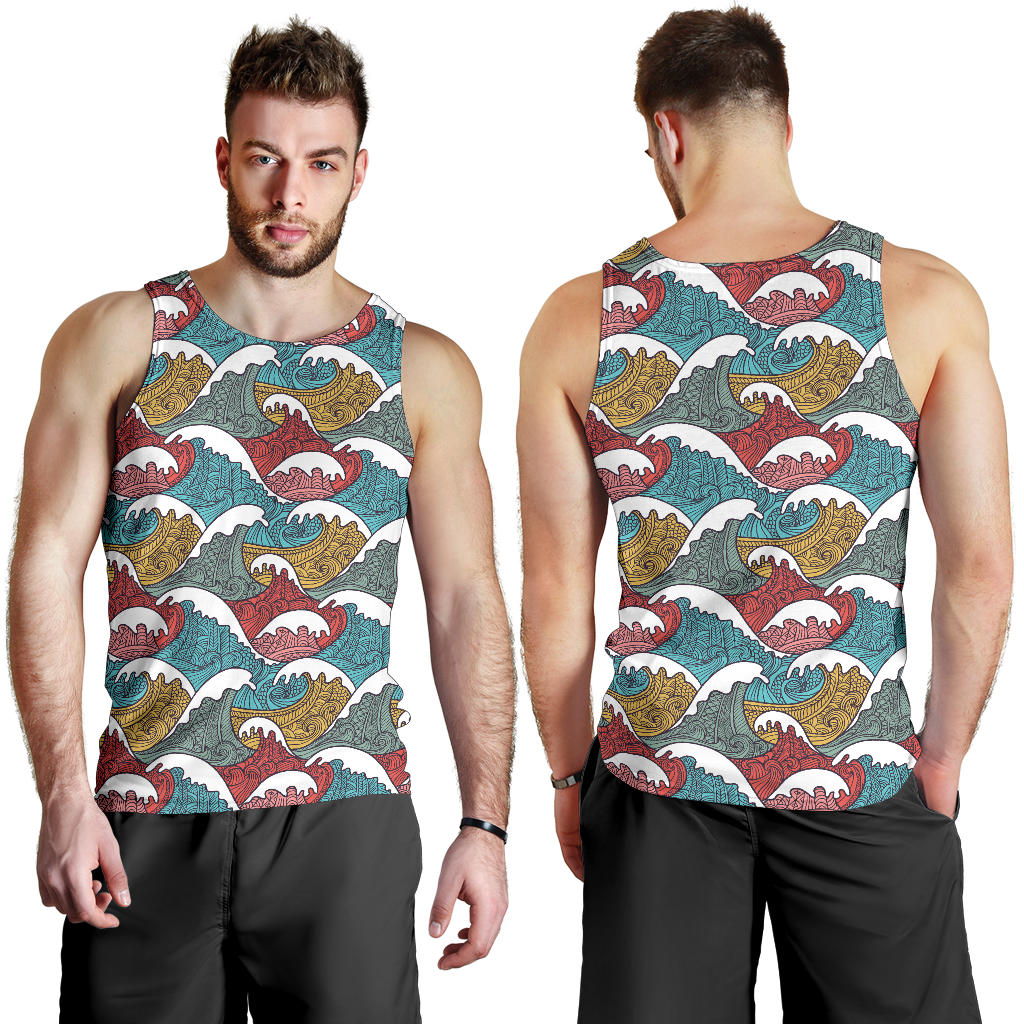 Tribal Wave Pattern Print Men Tank Top