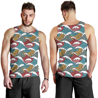 Tribal Wave Pattern Print Men Tank Top