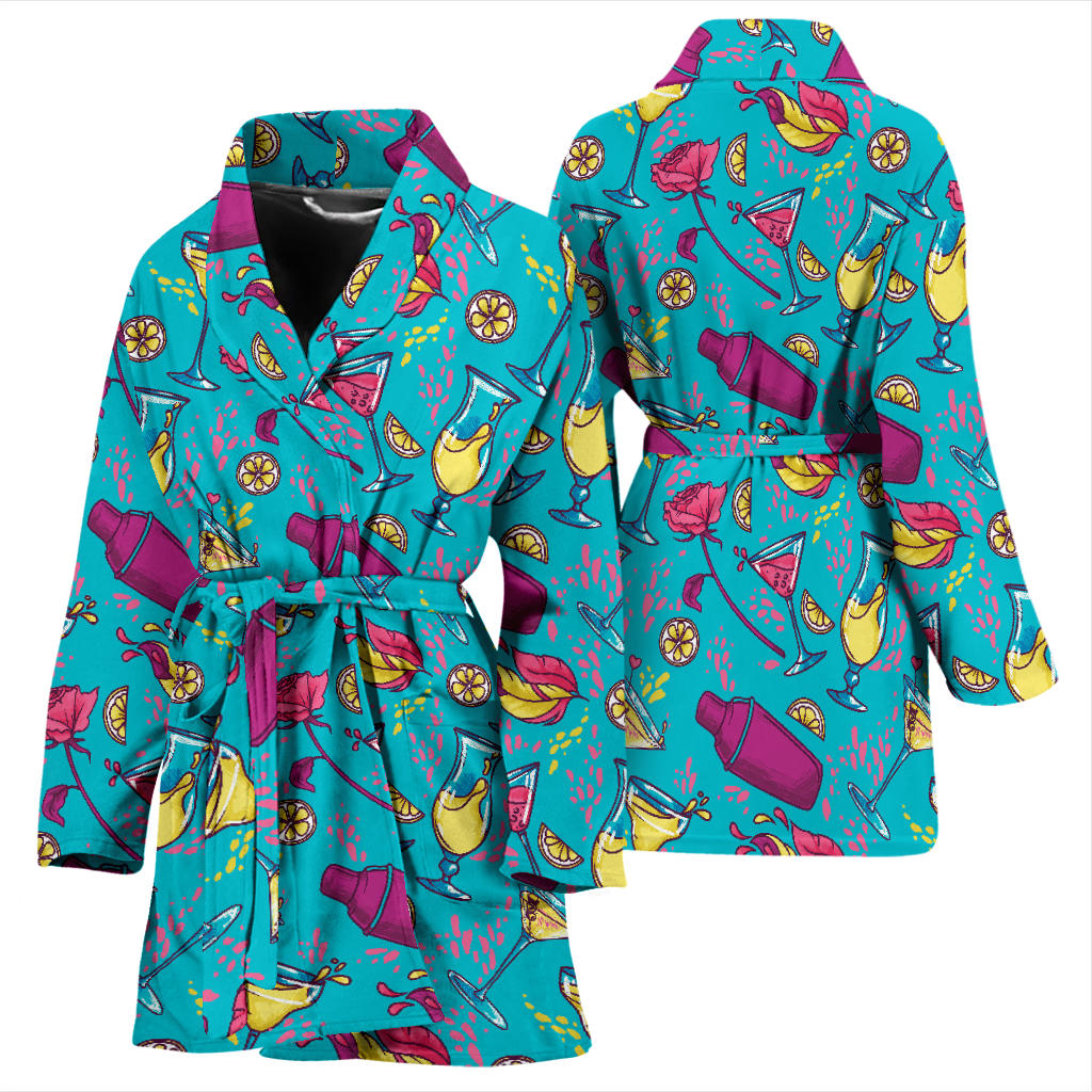 Cocktail Pattern Print Design 03 Women Bathrobe