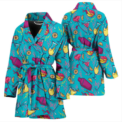 Cocktail Pattern Print Design 03 Women Bathrobe