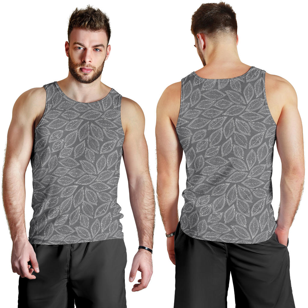 Elm Leave Grey Print Pattern Men Tank Top