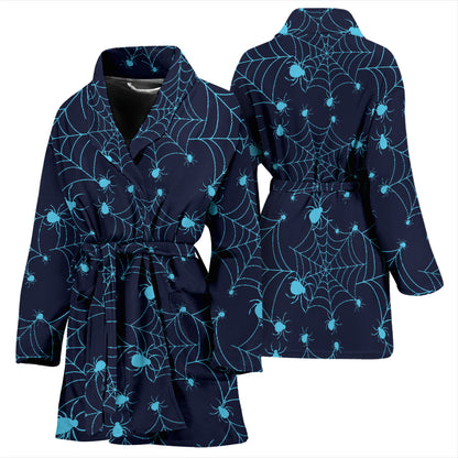 Spider Web Blue Print Design LKS304 Women Bathrobe