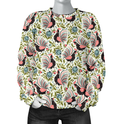 Rooster Print Design Women Long Sleeve Sweatshirt