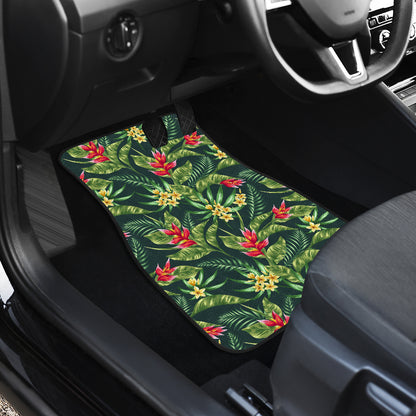 Tropical Folower Red Heliconia Print Car Floor Mats Front Back