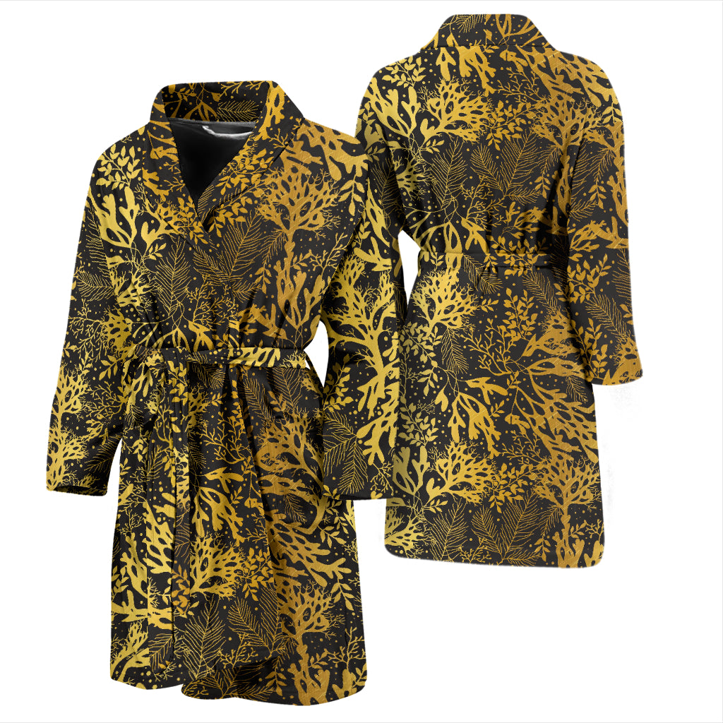 Seaweed Print Design LKS303 Men Bathrobe