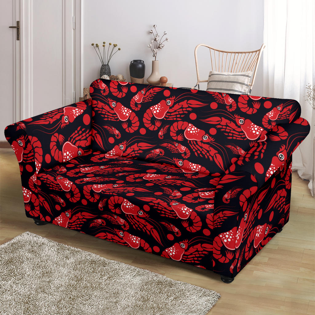 Shrimp Print Design LKS303 Loveseat Couch Slipcover