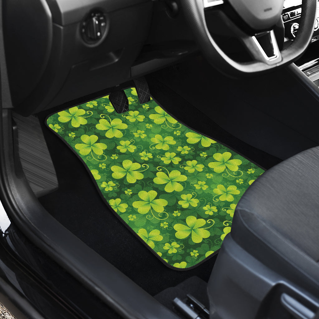 Shamrock Clover Print Car Floor Mats Front Back