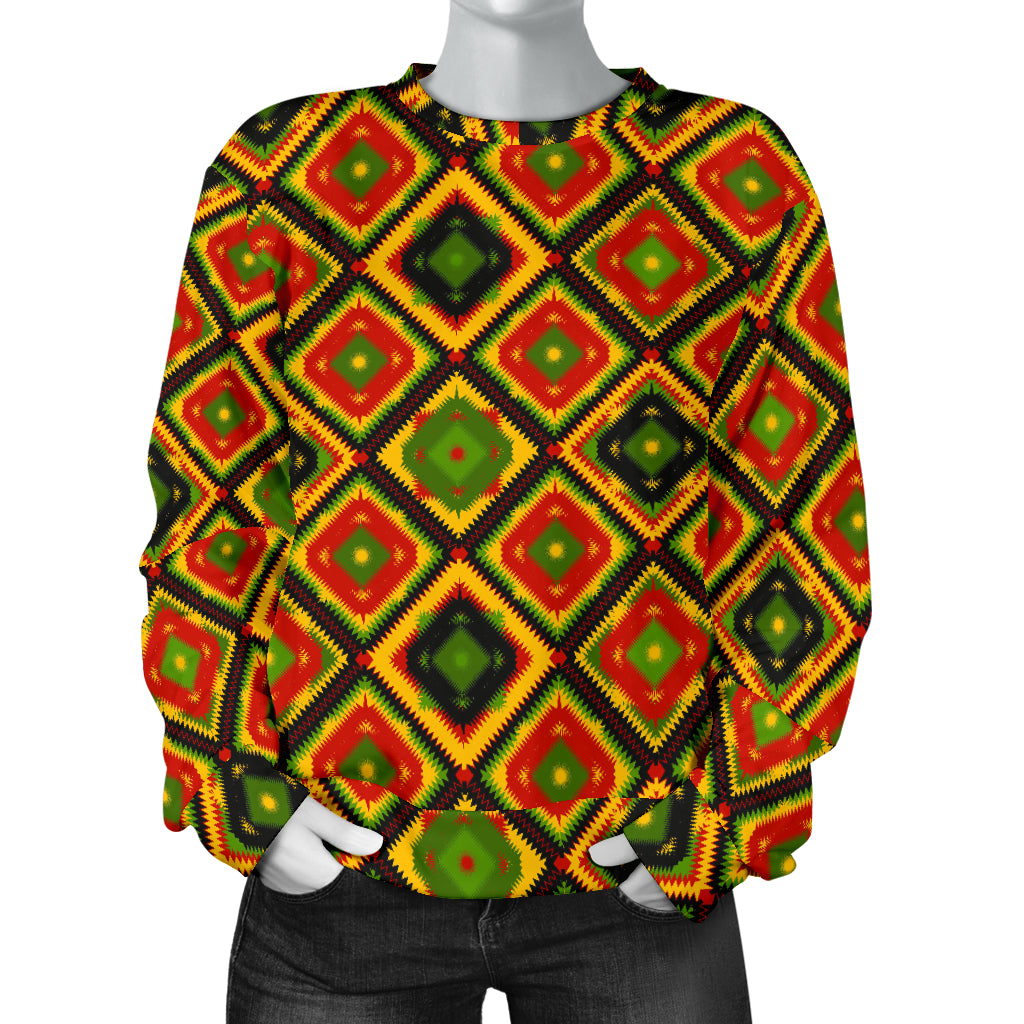 Rasta Reggae Color Pattern Women Long Sleeve Sweatshirt