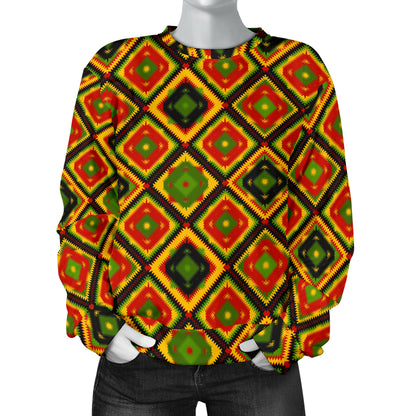 Rasta Reggae Color Pattern Women Long Sleeve Sweatshirt