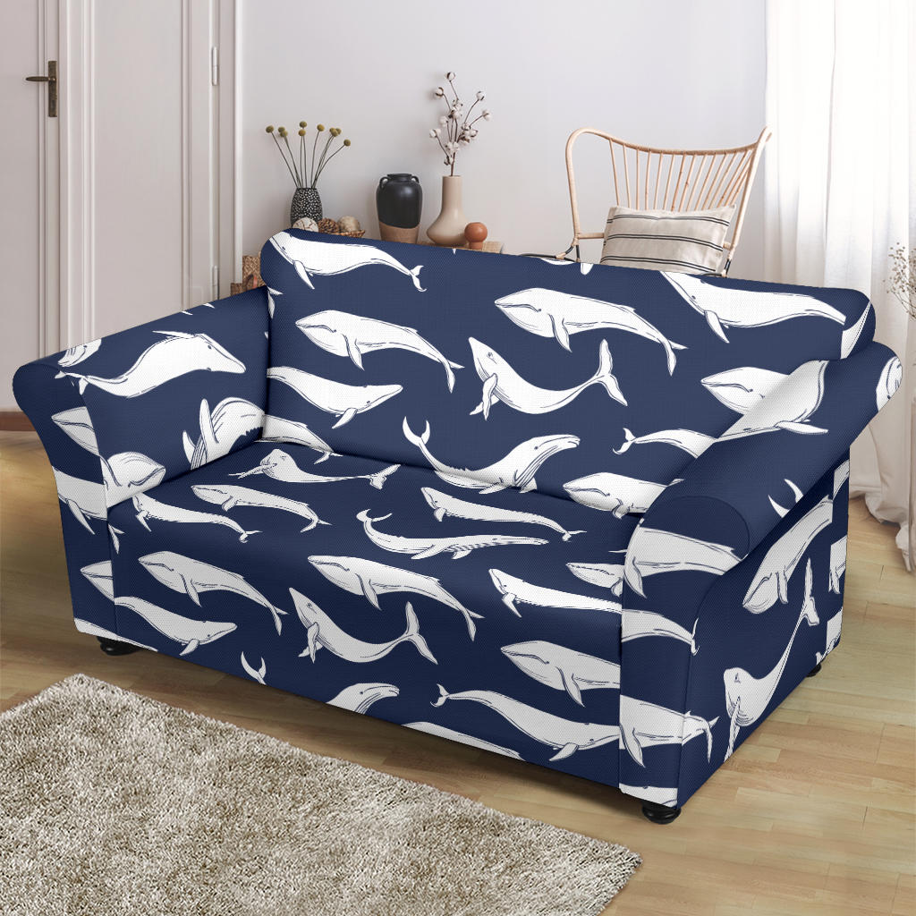 Whale Print Design LKS308 Loveseat Couch Slipcover