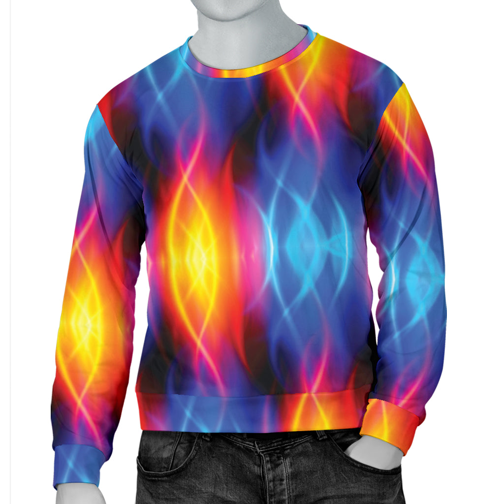 Flame Fire Blue Design Print Men Long Sleeve Sweatshirt