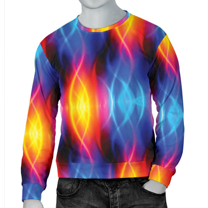 Flame Fire Blue Design Print Men Long Sleeve Sweatshirt
