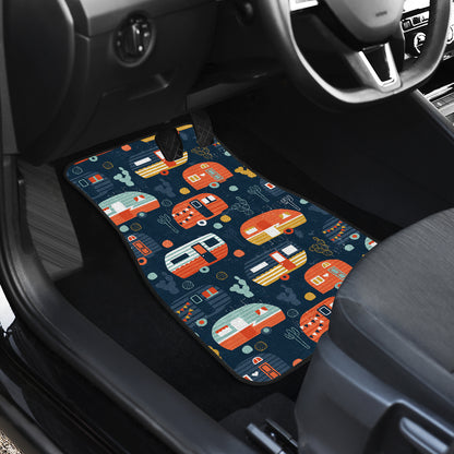 Camper Caravan Print Pattern Car Floor Mats Front Back