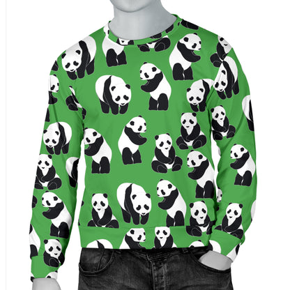Panda Bear Pattern Themed Print Men Long Sleeve Sweatshirt