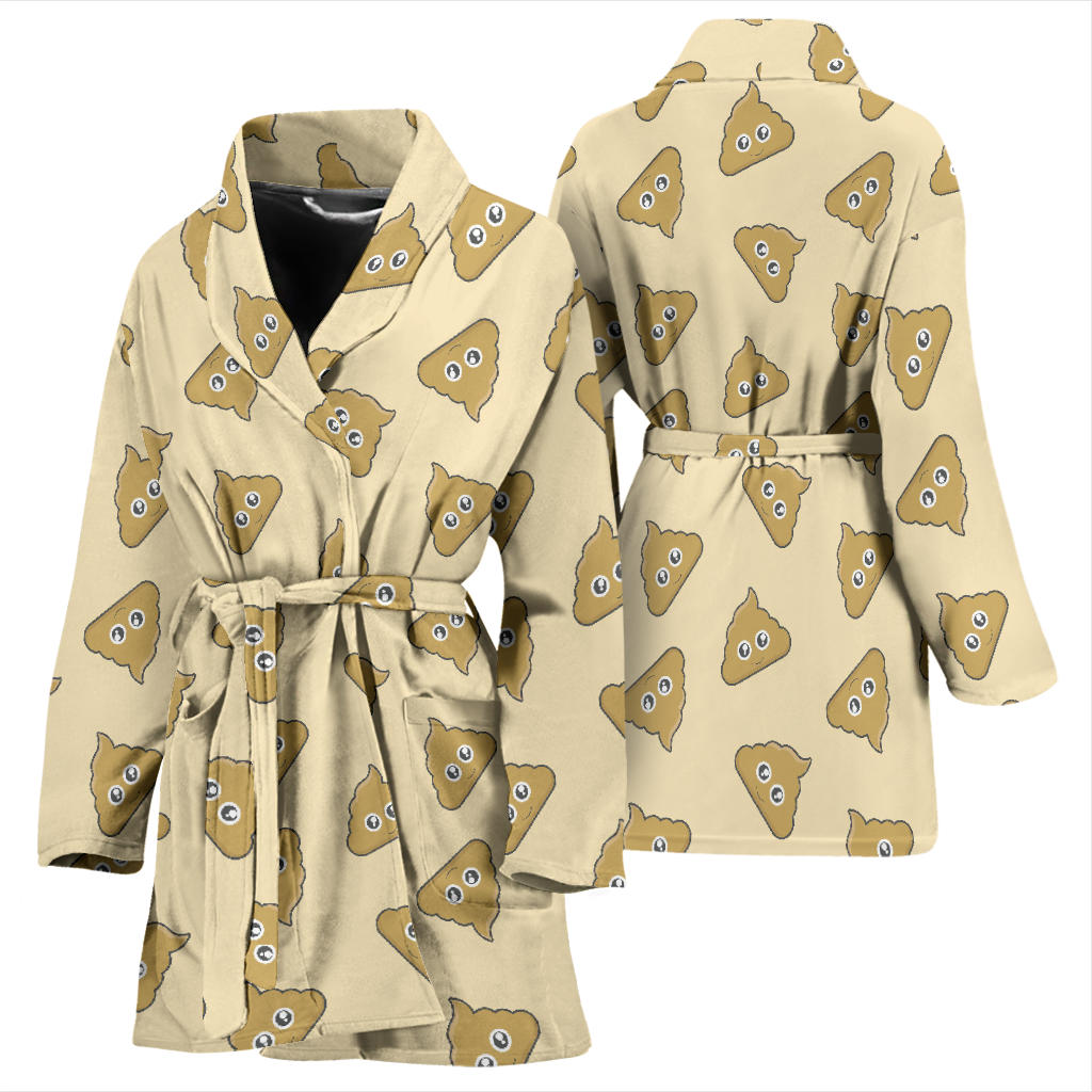 Poop Emoji Pattern Print Design A02 Women Bathrobe