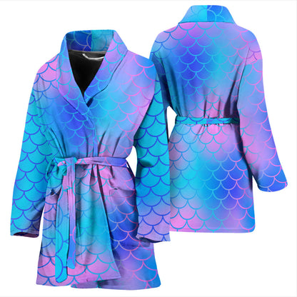 Mermaid Scales Pattern Print Design 04 Women Bathrobe