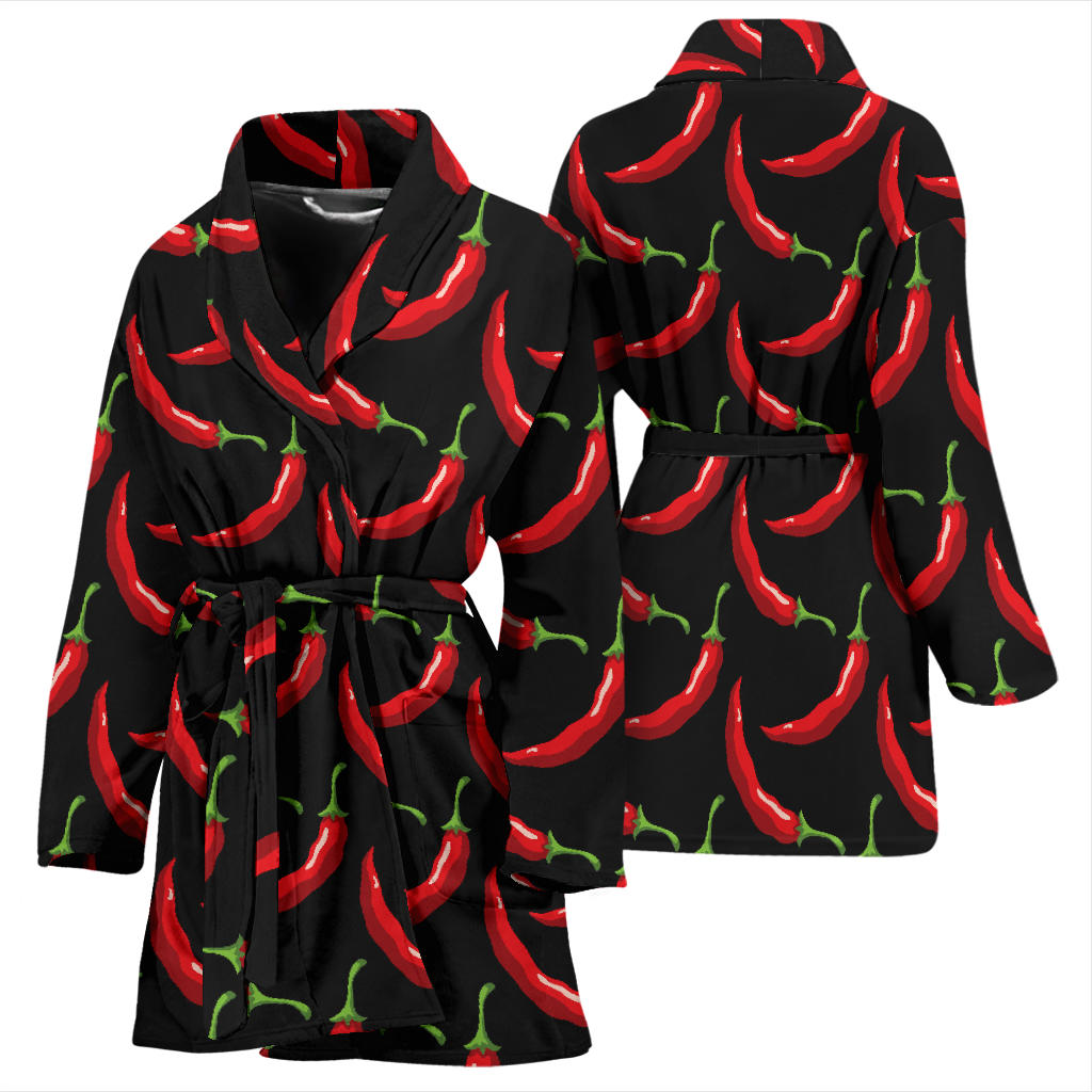 Chilli Pepper Pattern Print Design 01 Women Bathrobe